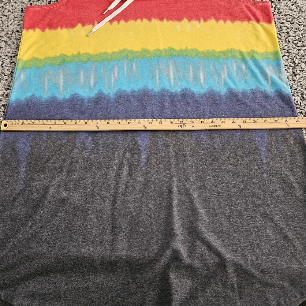 Lane Bryant LIVI Tie-Dye Rainbow Dress 22/24 Sleeveless Hooded Knit Cover Up 3XL - Picture 9 of 12